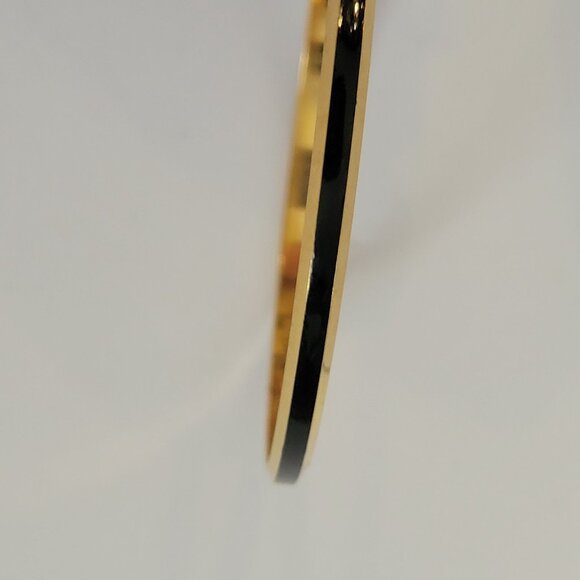 Trifari Gold Tone & Black Enamel Bangle Bracelet - Picture 4 of 6